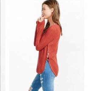 Express, Burnt Orange Sweater with Bell Sleeves & lattice side, Size XS